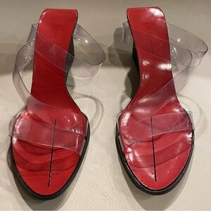 Zara Women's Heels with Red Insole and Clear Straps